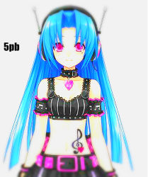 Rule 34 | 10s, 1girl, 5pb (neptunia), belt, blue hair, character name, choujigen game neptune, collar, heart, long hair, lowres, mole, mole under eye, musical note, neptune (series), pink eyes, simple background, smile, solo