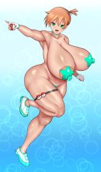 Rule 34 | 1girl, absurdres, armpits, ass, asymmetrical hair, bare legs, blush, breasts, covered erect nipples, creatures (company), curvy, erection, female focus, game freak, gen 1 pokemon, gigantic breasts, green eyes, groping, gym leader, highres, holding, holding poke ball, huge ass, huge breasts, large areolae, large nipples, legs, looking at another, misty (pokemon), nintendo, nipples, orange hair, pasties, poke ball, pokemon, pokemon (anime), pokemon (classic anime), ponytail, puffy areolae, short hair, side ponytail, smile, solo, standing, thick thighs, thighs, wide hips, ponkotsu (robolobo4956)