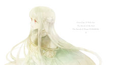 Rule 34 | 1girl, bare shoulders, blue hair, cape, dress, fire emblem, fire emblem: genealogy of the holy war, fire emblem: the blazing blade, fire emblem fates, hair ornament, kuzumosu, long hair, ninian, nintendo, red eyes, simple background, solo, very long hair, white background, yellow theme