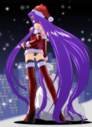 Rule 34 | 00s, 1girl, black panties, boots, christmas, fate/stay night, fate (series), long hair, medusa (fate), medusa (rider) (fate), panties, red thighhighs, santa costume, solo, standing, thigh boots, thighhighs, underwear, very long hair