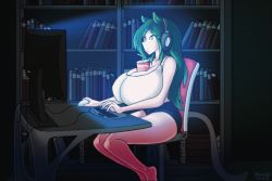 Rule 34 | 10s, 1girl, adjara, animal ears, animated, animated gif, artist name, between breasts, black shorts, blue eyes, book, bookshelf, borrowed character, breast expansion, breast hold, breast reduction, breasts, cat ears, cat girl, cat tail, chair, cleavage, computer, cup, drink, drinking, drinking straw, drinking straw in mouth, earphones, female focus, gaming chair, gigantic breasts, glowing, green hair, headphones, holding, huge breasts, keyboard, looping animation, marrazan, monitor, mouse (computer), original, playing games, resized, shorts, signature, sitting, sleeveless, solo, staring, straw, swivel chair, tail, tank top, typing, upscaled, watching, what, white tank top