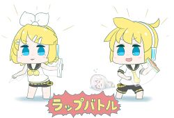 Rule 34 | 1boy, 2girls, absurdres, bass clef, belt, black collar, black shorts, blonde hair, blue eyes, bound, bow, box, chibi, closed eyes, collar, drooling, hair bow, hair ornament, hairclip, hatsune negame, headphones, highres, holding, holding box, kagamine len, kagamine rin, leaning forward, light blush, lying, megurine luka, mouth drool, multiple girls, mummification (bound), musical note, musical note print, neckerchief, necktie, no sclera, notice lines, on floor, on side, open mouth, parted lips, pink hair, plastic wrap, prank, pun, sailor collar, shadow, shirt, short hair, short ponytail, short sleeves, shorts, sleeping, sleeveless, sleeveless shirt, smug, spiked hair, standing, swept bangs, translated, treble clef, v-shaped eyebrows, vocaloid, white bow, yellow neckerchief, yellow necktie, zzz
