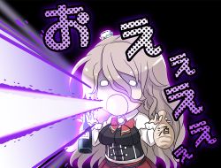 Rule 34 | 1girl, alcohol, beam, bottle, capelet, chibi, commentary request, curly hair, godzilla (series), kantai collection, long hair, looking at viewer, parody, pleated skirt, pola (kancolle), sake, sake bottle, shin godzilla, silver hair, skirt, solo, tk8d32, translation request