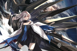Rule 34 | 1girl, bad id, bad pixiv id, copyright name, dress, highres, paradise, pixiv fantasia, pixiv fantasia fallen kings, red eyes, scarf, solo, swd3e2, sword, weapon, white hair