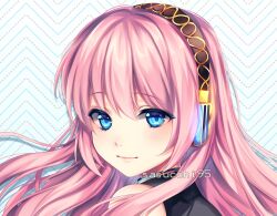 Rule 34 | 1girl, artist name, bare shoulders, black shirt, blue eyes, bush, closed mouth, colored eyelashes, colored inner hair, commentary, commission, english commentary, headphones, highres, lips, long hair, looking at viewer, looking back, megurine luka, multicolored hair, pink hair, purple hair, sasucchi95, shirt, sidelocks, simple background, sleeveless, sleeveless shirt, smile, solo, upper body, vocaloid