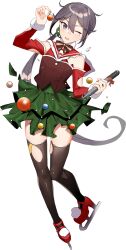 Rule 34 | 1girl, akebono (kancolle), black thighhighs, bow, bowtie, christmas, christmas ornaments, christmas wreath, damaged, dress, fang, full body, green skirt, kantai collection, long hair, looking at viewer, official art, one eye closed, open mouth, red dress, ribbon, side ponytail, skate, skin fang, skirt, solo, tears, thighhighs, third-party source, torn clothes, torn thighhighs, torpedo, transparent background, very long hair, wreath