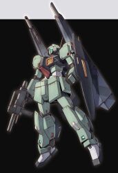 Rule 34 | absurdres, arm shield, arms at sides, assault visor, beam gun, clenched hand, commentary, energy gun, floating, full body, gun, gundam, highres, holding, holding gun, holding weapon, mecha, mobile suit, nemo (mobile suit), no humans, radio antenna, robot, science fiction, solo, takahashi masaki, weapon, zeta gundam
