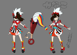 Rule 34 | 1girl, bandages, black eyes, black hair, brush, character sheet, club, club (weapon), dress, full body, grey background, hair ribbon, heart, kanabou, layered dress, long hair, lowres, momoiro clover z, momota kanako, multicolored clothes, multicolored dress, official art, outstretched arm, ponytail, production art, red dress, red ribbon, ribbon, simple background, sleeveless, sleeveless dress, smile, spiked club, standing, sushio, thumbs up, weapon