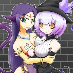 Rule 34 | 10s, 2girls, animal ears, arm grab, bare shoulders, breast press, breasts, cat ears, cat tail, chandelure, cleavage, creatures (company), detached sleeves, dress, game freak, gen 5 pokemon, grabbing, grabbing another&#039;s breast, green eyes, hat, jewelry, large breasts, liepard, long hair, multiple girls, necklace, nintendo, personification, pink hair, pokemon, pokemon bw, purple hair, short hair, smile, smirk, symmetrical docking, tail, yellow eyes, yuri