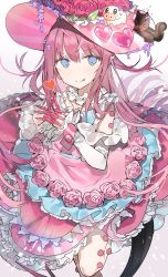 Rule 34 | 1girl, bad id, bad pixiv id, blue eyes, dress, elizabeth bathory (fate), elizabeth bathory (fate/extra ccc), elizabeth bathory (third ascension) (fate), fate/grand order, fate (series), frilled dress, frills, hat, highres, long hair, pink hair, pointy ears, solo, striped clothes, striped dress, striped headwear, vertical-striped clothes, vertical-striped dress, vertical-striped headwear, yuuko (030 yuko)
