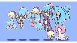 Rule 34 | :&gt;, :o, aipom, ambipom, carrying, commentary, creatures (company), evolutionary line, fukidashi cotton, game freak, gen 2 pokemon, gen 4 pokemon, gen 8 pokemon, hatenna, hatterene, hattrem, highres, nintendo, no humans, pokemon, pokemon (creature), prehensile tail, shadow, smile, tail, trait connection
