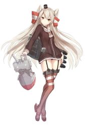 Rule 34 | 10s, 1girl, a.t. zero, amatsukaze (kancolle), black panties, brown eyes, choker, contrapposto, dress, full body, garter straps, gloves, hairband, hat, highres, kantai collection, long hair, mini hat, panties, red thighhighs, rensouhou-kun, sailor dress, see-through, short dress, silver hair, simple background, single glove, solo, standing, thighhighs, torpedo, two side up, underwear, very long hair, white background, white gloves