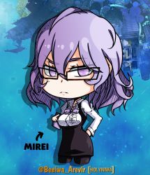 Rule 34 | 1girl, digimon, glasses, mikagura mirei, purple eyes, purple hair, solo
