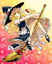 Rule 34 | 1girl, bad id, bad pixiv id, blonde hair, bow, broom, female focus, hat, hat bow, kirisame marisa, kuro (qqaid), long hair, solo, touhou, witch, witch hat, yellow eyes