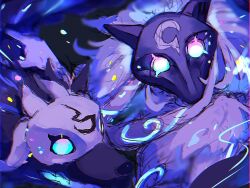 Rule 34 | 1girl, animal ears, body fur, furry, furry female, glowing, glowing eyes, horns, karu monu fu, kindred (league of legends), lamb (league of legends), league of legends, long hair, looking at viewer, mask, upper body, wolf (league of legends)