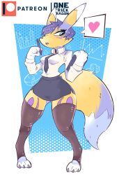 Rule 34 | absurdres, digimon, digimon (creature), fluffy, fox girl, fox tail, furry, furry female, highres, office lady, one trick dragon, renamon, tail