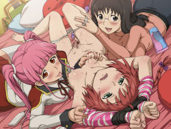 Rule 34 | 3girls, :p, ahegao, anal beads, arms up, barefoot, bdsm, bed, black hair, blush, bondage, bound, bow, braid, breasts, breasts squeezed together, brown eyes, censored, darker than black, dutch angle, feet, fff threesome, fucked silly, gang rape, glasses, grabbing, grabbing another&#039;s breast, green eyes, group sex, hair bow, hisasi, kayanuma kiko, kiko&#039;s friend, large breasts, lolita channel, long hair, lube, lying, mayuko (darker than black), mosaic censoring, multiple girls, nipples, non-web source, on back, on side, on stomach, open mouth, panties, panty pull, pillow, pink hair, pussy, pussy juice, rape, red hair, sex toy, short hair, small breasts, striped, suou pavlichenko, sweat, thighhighs, threesome, tongue, tongue out, topless, twintails, underwear, undressing, white thighhighs, yuri