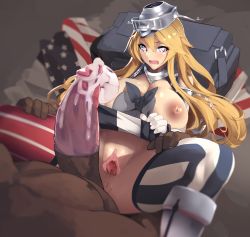 Rule 34 | + +, 10s, 1boy, 1girl, aftersex, american flag, american flag legwear, american flag panties, american flag print, anus, bag, blonde hair, blue eyes, breasts, breasts out, clothes lift, condom, condom on penis, cum, erection, highres, huge breasts, iowa (kancolle), kantai collection, large areolae, large penis, legs, long hair, lying, nipples, on back, open mouth, out of frame, oxykoma, panties, penis, print panties, pussy, pussy juice, skirt, skirt lift, solo focus, spread legs, star-shaped pupils, star (symbol), striped clothes, striped panties, striped thighhighs, symbol-shaped pupils, thighhighs, thighs, uncensored, underwear, urethra, used condom, used condom on penis, vertical-striped clothes, vertical-striped thighhighs