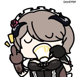 Rule 34 | 1girl, animated, animated gif, closed eyes, cup, drinking, honkai (series), honkai impact 3rd, lowres, middle finger, rita rossweisse, rita rossweisse (umbral rose), seseren, teacup