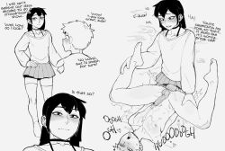 2boys anal black_choker black_hair blush bra_strap cheese_crumbles choker clothed_male_nude_male clothed_sex commentary crossdressing cum cum_on_body cum_on_self english_commentary english_text greyscale hair_between_eyes holding_another&#039;s_legs josou_seme legs_apart long_hair male_penetrated missionary moaning monochrome multiple_boys navel nipples nude original penis_size_difference pleated_skirt projectile_cum saliva sex short_hair sidelocks skirt spread_legs sweater thighhighs tongue tongue_out trap yaoi