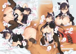 Rule 34 | 1boy, 1girl, absurdres, all fours, animal ears, apron, atago (azur lane), azur lane, bar censor, black hair, black thighhighs, breasts, censored, closed eyes, cowgirl position, cross-section, cum, cum in pussy, cum on body, cum on breasts, cum on upper body, dark-skinned male, dark skin, doggystyle, ejaculation, faceless, faceless male, gloves, hetero, highres, internal cumshot, large breasts, long hair, lying, maid, maid headdress, mole, mole under eye, multiple views, nipples, on back, ooyari ashito, open mouth, paizuri, penis, pillow, pillow grab, scan, sex, sex from behind, smile, straddling, sweat, swept bangs, teardrop, thighhighs, top-down bottom-up, translation request, vaginal, white gloves, yellow eyes