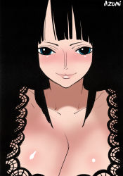 Rule 34 | 1girl, breasts, cleavage, derivative work, highres, huge breasts, large breasts, nico robin, nipples, one piece, solo, thriller bark