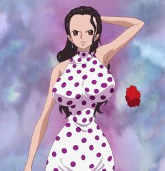 Rule 34 | 1girl, breasts, brown eyes, dress, earrings, highres, jewelry, one piece, screencap, solo, standing, stitched, tagme, third-party edit, viola (one piece)