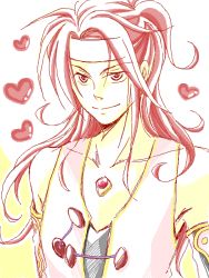 Rule 34 | 00s, 1boy, headband, heart, long hair, male focus, oekaki, pale color, partially colored, red hair, simple background, solo, tales of (series), tales of symphonia, white background, zelos wilder