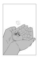 Rule 34 | 10s, absurdres, bird, c-button, chick, chicken, comic, cupping hands, egg, greyscale, hatching, highres, in palm, kantai collection, monochrome, own hands together, simple background