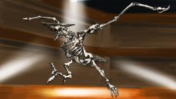 Rule 34 | bone, daiei film, fossil, gamera (series), gamera 3: revenge of iris, giant, giant monster, gyaos, highres, kadokawa, kaijuu, monster, museum, no humans, plc, skeleton, tail, wings