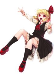 Rule 34 | 1girl, ascot, female focus, open mouth, outstretched arms, red eyes, rumia, sakimori dan, shirt, short hair, skirt, skirt set, solo, touhou, vest