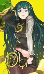 Rule 34 | 1girl, adjusting hair, cleopatra (fate), cowboy shot, earrings, facial tattoo, fate/grand order, fate (series), green eyes, green hair, hairband, i-pan, jewelry, pantyhose under shorts, long hair, looking at viewer, matching hair/eyes, navel, necklace, open clothes, open shorts, pantyhose, pantyhose under shorts, parted lips, shorts, solo, tattoo, thigh gap, very long hair, wavy hair