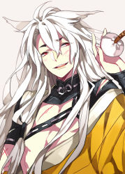 Rule 34 | 10s, 1boy, blood, cuts, doudoude dou, injury, japanese clothes, kogitsunemaru, long hair, male focus, red eyes, solo, torn clothes, touken ranbu, white hair
