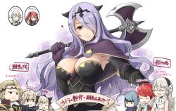 Rule 34 | ^ ^, armor, axe, beruka (fire emblem), bikini, blonde hair, blue hair, brother and sister, camilla (fire emblem), cape, chibi, closed eyes, corrin (female) (fire emblem), corrin (female) (summer) (fire emblem), corrin (fire emblem), corrin (male) (fire emblem), elise (fire emblem), fire emblem, fire emblem awakening, fire emblem fates, fire emblem heroes, gloves, grey hair, hair over one eye, hairband, hinoka (fire emblem), inigo (fire emblem), laslow (fire emblem), leo (fire emblem), long hair, nintendo, official alternate costume, open mouth, pointy ears, purple hair, red hair, robaco, severa (fire emblem), siblings, simple background, smile, swimsuit, translation request, twintails, weapon, xander (fire emblem)