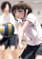 Rule 34 | ball, blouse, gym uniform, jonsun, misaki (battle girl high school), original, shirt, tagme, volleyball, volleyball (object), white shirt