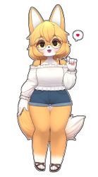 Rule 34 | 1girl, animal ears, blush, bra strap, brown eyes, brown hair, collarbone, fox ears, fox girl, fox tail, full body, furry, furry female, glasses, heart, highres, jupiter europe, long sleeves, looking at viewer, off-shoulder shirt, off shoulder, open mouth, original, revision, round eyewear, shirt, short hair, smile, solo, speech bubble, spoken heart, tail, white shirt