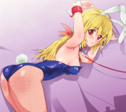 Rule 34 | 10s, 1girl, animal ears, armpits, bare shoulders, bdsm, blonde hair, blush, bondage, bound, breasts, brown eyes, charlotte dunois, collar, cuffs, detached collar, fake animal ears, fishnet pantyhose, fishnets, frown, hair ribbon, hanging breasts, highres, infinite stratos, jewelry, large breasts, leaning forward, leash, leotard, long hair, looking at viewer, mine (peak), pantyhose, pendant, playboy bunny, ponytail, rabbit ears, rabbit pose, rabbit tail, ribbon, shadow, solo, spreader bar, sweat, tail, wrist cuffs