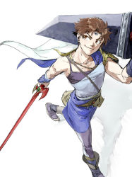 Rule 34 | 1boy, bad id, bad pixiv id, brown eyes, brown hair, buster sword, bartz klauser, cape, dissidia final fantasy, final fantasy, final fantasy ii, final fantasy v, final fantasy vii, jewelry, male focus, math-major, necklace, short hair, smile, solo