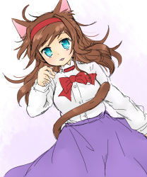 Rule 34 | 1girl, brown hair, commentary request, hairband, hekikuu (kanaderuyume), long hair, purple skirt, red hairband, shirt, sketch, skirt, solo, virginia maxwell, white background, white shirt, wild arms, wild arms 3