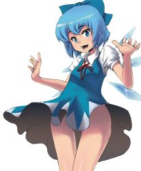 Rule 34 | 1girl, blue hair, blueberry (5959), cirno, female focus, highres, no panties, ribbon, short hair, solo, thigh gap, thighs, touhou, wings