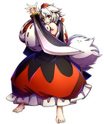 Rule 34 | 1girl, aiming, aiming at viewer, albino, animal ears, baba (baba seimaijo), barefoot, detached sleeves, full body, hat, highres, image sample, inubashiri momiji, japanese clothes, kedama (touhou), knife, long sleeves, looking at viewer, md5 mismatch, red eyes, resolution mismatch, shield, shirt, short hair, skirt, solo, source larger, sword, tail, tokin hat, touhou, transparent background, weapon, white hair, wide sleeves, wolf ears, wolf tail