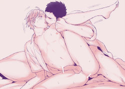 Rule 34 | 10s, 2boys, anal, ass, blush, censored, clothed sex, cum, haikyuu!!, holding legs, male focus, male penetrated, monochrome, multiple boys, muscular, nipples, nude, penis, pillow, sawamura daichi, sex, source request, sugawara koushi, sweat, tagme, testicles, undressing, yaoi