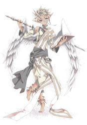 Rule 34 | androgynous, bad id, bad pixiv id, gender request, pointy ears, short hair, solo, white wings, wings, yuetsuki (ash)