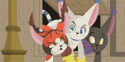 Rule 34 | animal ears, blacktailmon, cat, cat ears, digimon, disney, gloves, looking at another, mikemon, tail, tailmon