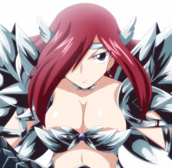 Rule 34 | 1girl, armor, breasts, cleavage, erza scarlet, fairy tail, female focus, large breasts, long hair, looking at viewer, red hair, solo, very long hair