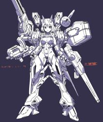 Rule 34 | 1girl, breasts, covered erect nipples, dated, dendrobium schema, dual wielding, grey background, grey eyes, gun, gundam, gundam 0083, highres, holding, holding gun, holding weapon, large breasts, looking at viewer, mecha musume, medium hair, michi kuso, personification, signature, solo, weapon, white hair