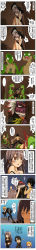 Rule 34 | &gt; &lt;, 2boys, 2girls, absurdres, age progression, aged down, ariel (elsword), arrest, art shift, black dress, black footwear, black hair, black hat, black legwear, black pants, blank eyes, blonde hair, blood, blush, brown hair, chinese text, choker, closed eyes, clothes grab, clothes lift, colored skin, comic, covering own ears, dress, drooling, dual wielding, elsword, facial mark, feathers, furry, furry male, giving up the ghost, glowing, glowing eyes, grabbing, green skin, hands on own head, hat, highres, holding, lizard tail, lizardman, long hair, long image, long tongue, mechanical, molestation, multicolored hair, multiple boys, multiple girls, mushroom, pants, peeking out, plunger, ponytail, raven cronwell, reckless fist (elsword), saliva, scar, sharp teeth, shoes, skirt, skirt lift, solid circle eyes, spiked hair, stella (elsword), sword, tail, taker (elsword), tall image, teeth, tongue, tongue out, topless male, translation request, two-tone hair, waero, weapon, white footwear, white hair