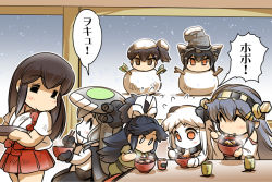 Rule 34 | 0 0, 10s, 6+girls, = =, abyssal ship, aged down, akagi (kancolle), arrow (projectile), black hair, blank eyes, bodysuit, bowl, brown eyes, brown hair, cape, character print, chibi, chopsticks, closed eyes, collar, comic, commentary request, cup, dango, detached sleeves, eating, expressionless, flying sweatdrops, food, green tea, grey hair, hair ornament, hair ribbon, hairband, hairclip, hakama, hakama skirt, haruna (kancolle), hat, headgear, hisahiko, holding, holding bowl, holding chopsticks, holding spoon, horns, i-class destroyer, japanese clothes, kaga (kancolle), kantai collection, katsuragi (kancolle), kotatsu, long hair, long sleeves, md5 mismatch, mochi, multiple girls, nagato (kancolle), nontraditional miko, northern ocean princess, open mouth, orange eyes, photoshop (medium), ponytail, red hakama, resolution mismatch, ribbon, shiruko (food), short sleeves, side ponytail, sitting, skirt, sleeves rolled up, smile, snow, snowing, snowman, source larger, spoon, steam, table, tasuki, tea, tentacles, thighhighs, translated, tray, veranda, wagashi, white hair, wide sleeves, wo-class aircraft carrier, yunomi
