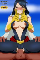 Rule 34 | 10s, 1boy, 1girl, absurdres, all might, anal, blush, boku no hero academia, breasts, breasts out, cape, clothed female nude male, hetero, highres, interracial, mature female, mbhen114, navel, nipple slip, nipples, no bra, nude, reverse cowgirl position, sex, sex from behind, shimura nana, smile, spellcaster knight, straddling, torn clothes, uncensored