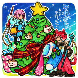 Rule 34 | 1boy, 1girl, animal ears, cat ears, cat tail, christmas ornaments, christmas tree, closed mouth, crystal exarch, fat cat (ff14), final fantasy, final fantasy xiv, g&#039;raha tia, g'raha tia, holding, holding staff, itowo (itowc), lalafell, miqo&#039;te, moogle, paissa, pink hair, purple eyes, red eyes, red hair, smile, staff, tail, warrior of light (ff14)